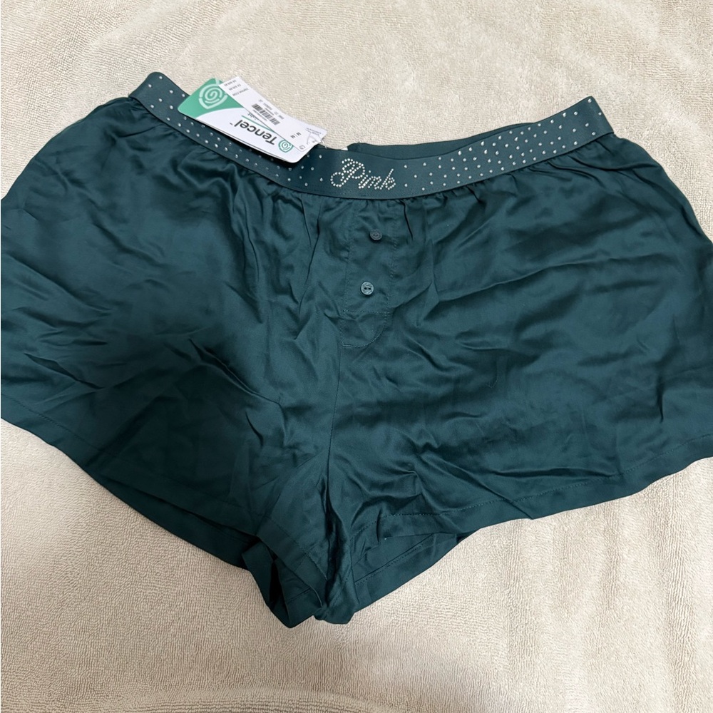 Green pink victoria secret satin shorts